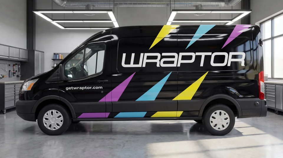 Clean vehicle wrap shop bay ready for installation work