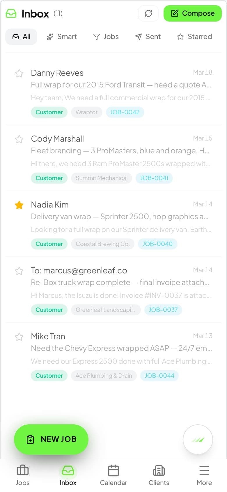 Your email doesn't know what a wrap job is. This one does. — mobile