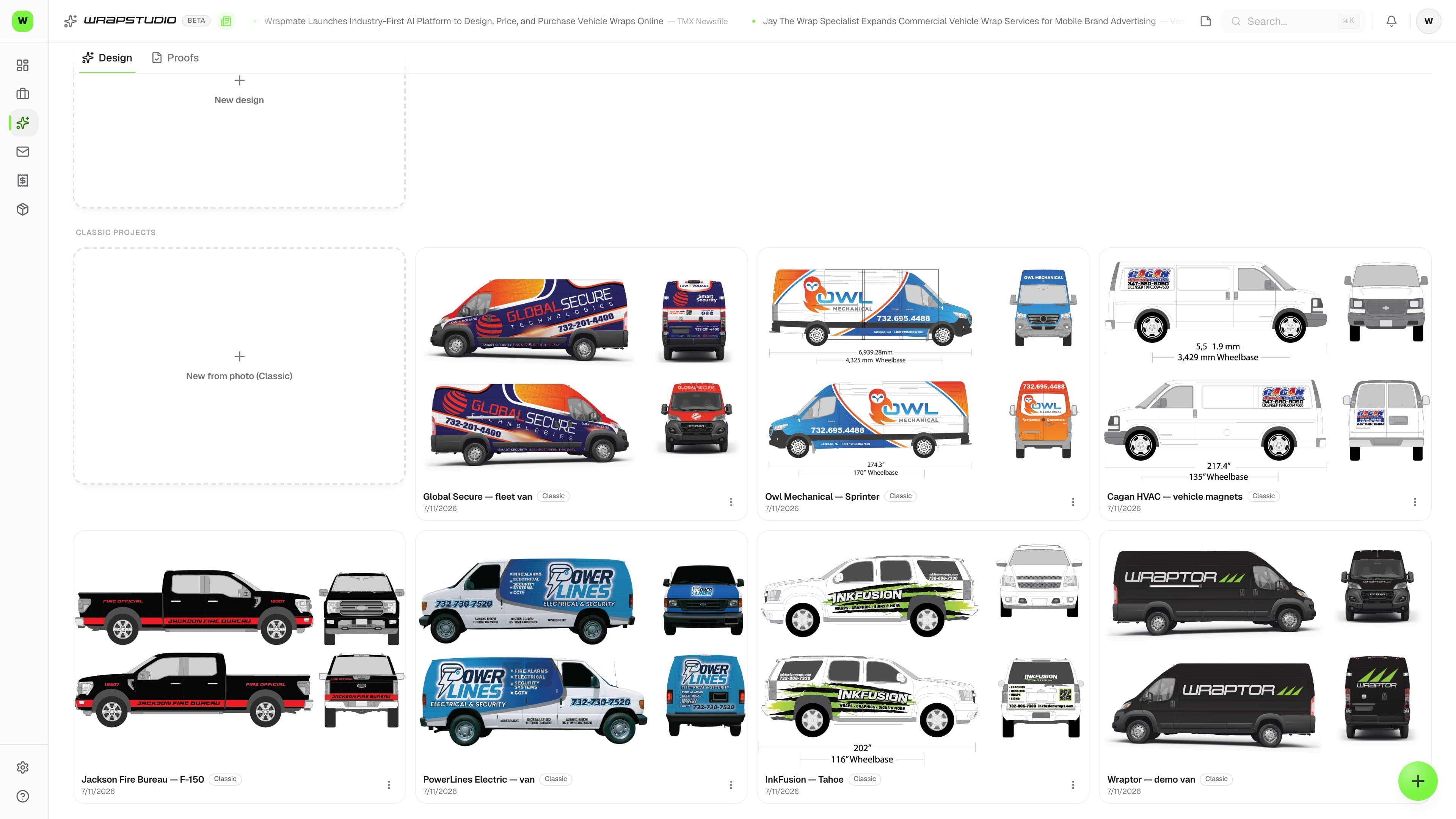 Wraptor Wrap Studio interface showing AI background swap on a vehicle wrap install photo