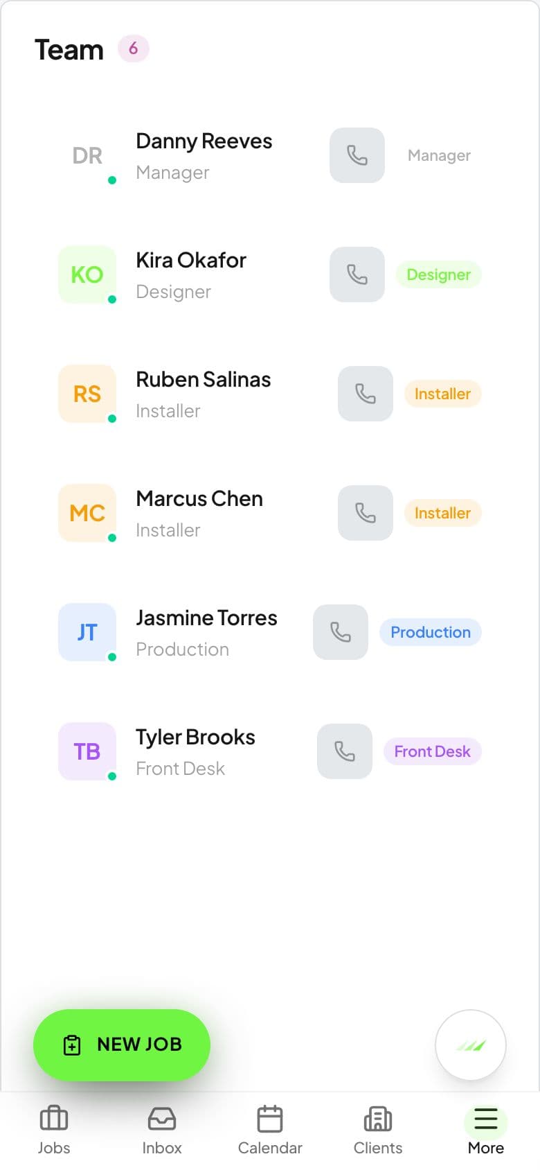 Your whole team, one system, right permissions — mobile