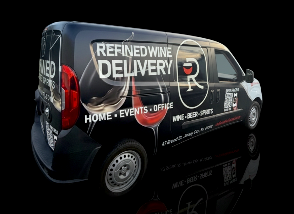 Refined wine delivery van wrap